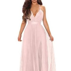 XXTAXN Women's Sexy Deep V Neck Split Cocktail Party Formal Bridesmaid Maxi XL